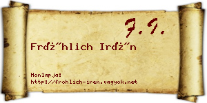 Fröhlich Irén névjegykártya